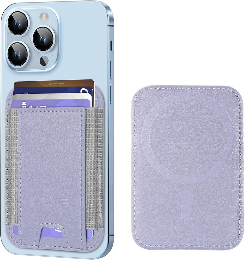 HiWe for MagSafe Wallet, Strongest Magnetic Wallet for iPhone 17/16/15/14/13/12 Series, 7 Cards Holder, Leather Minimalist Slim RFID, 1 Slot, K-Lilac - Image 1